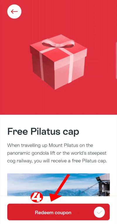 Step 4 — Read the description, then tap the red "Redeem coupon" button at the bottom