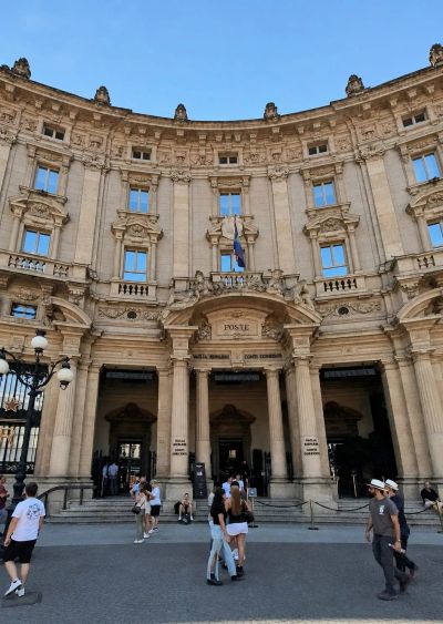 The grand Palazzo delle Poste building at Piazza Cordusio in Milan that houses the Starbucks Reserve Roastery